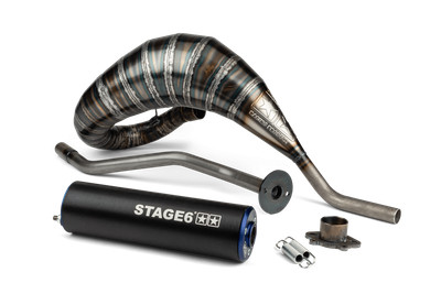 Auspuff Stage6 80 - 90 Derbi blau / schwarz