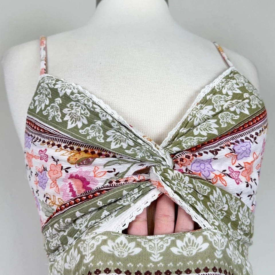 Angie Dress Women L Boho Whimsical Cottagecore Prairie Patchwork Floral Maxi - Image 3 of 4