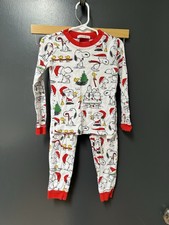 POTTERY BARN KIDS Peanuts Snoopy Holiday Pj Set Pajamas Lounge Christmas Sz 4