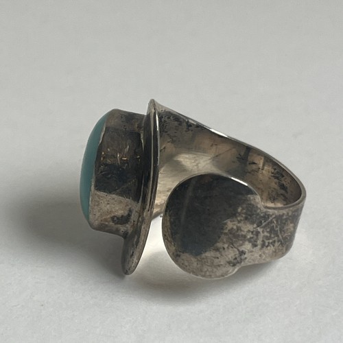 Anillo Turquesa Azul Esterlina Abierto México Vintage Talla 7 - Imagen 2 de 8