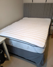 Divan Bed Set – Double with Sprung Mattress, Mattress Protector & Headboard