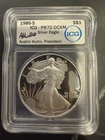 1986-S American Silver Eagle Proof ICG PR70 DCAM Austin Hutto Signed Label