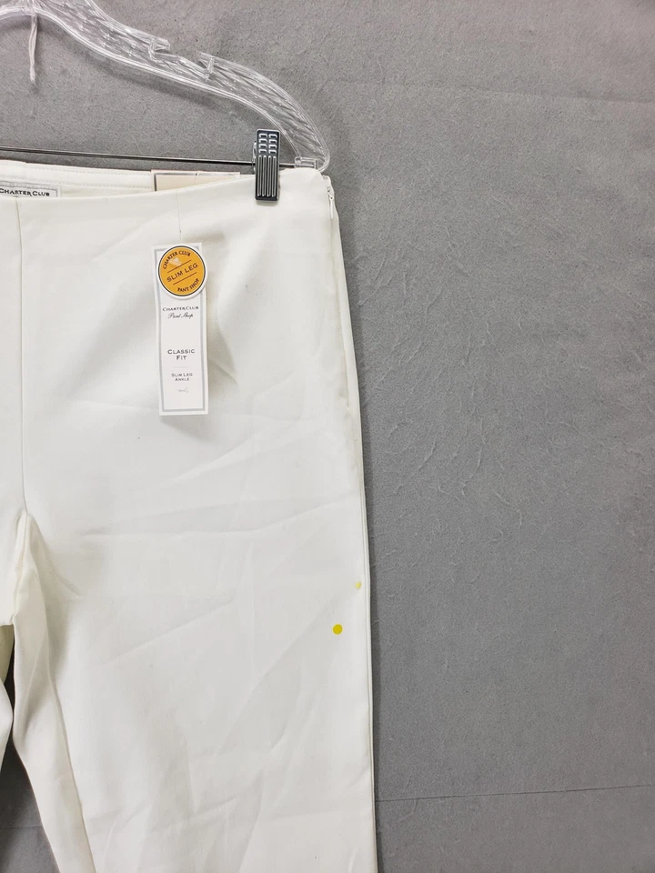 Charter Club Pants Womens 10 White Classic Fit Slim Leg Ankle Cotton Blend NWT - Image 3 of 4