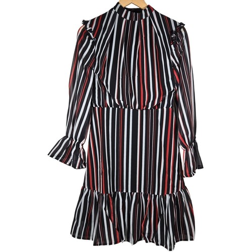 Area Stars Striped Mock Neck Mini Dress Black Red White Small NWT