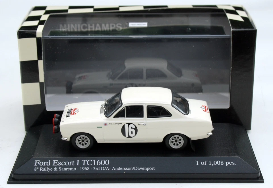 Ford Escort 1 Twin Cam 1600 Rallye San Remo 1968, J. Davenport, Minichamps 1:43 - Immagine 4 di 4