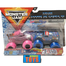 Monster Jam SPARKLE SMASH vs ICE CREAM MAN color Change 2 pack pink unicorn RARE