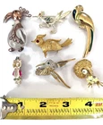 Vintage Costume Jewelry Figural Bird Pin Lot, Rhinestones, LC, Hong Kong