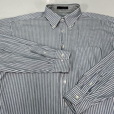 VTG 80s B.D. Baggies Mens L Striped Button Down Shirt Blue White Made in USA