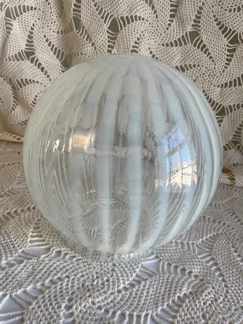 Antiguo 8" Opalescente Remolino Globo Victoriano Vidrio Accesorio Lámpara Pantalla Foto 3 de 3