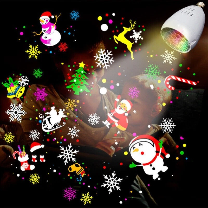 E27 Christmas LED Snowman Projection Light Lamp DJ Disco Snowflake Lights Bulb - Image 3 of 4