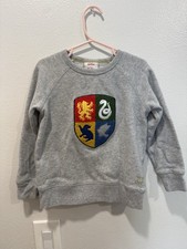 Mini Boden Harry Potter Hogwarts Fleece Pullover Sweatshirt Gray 3-4Y Crew