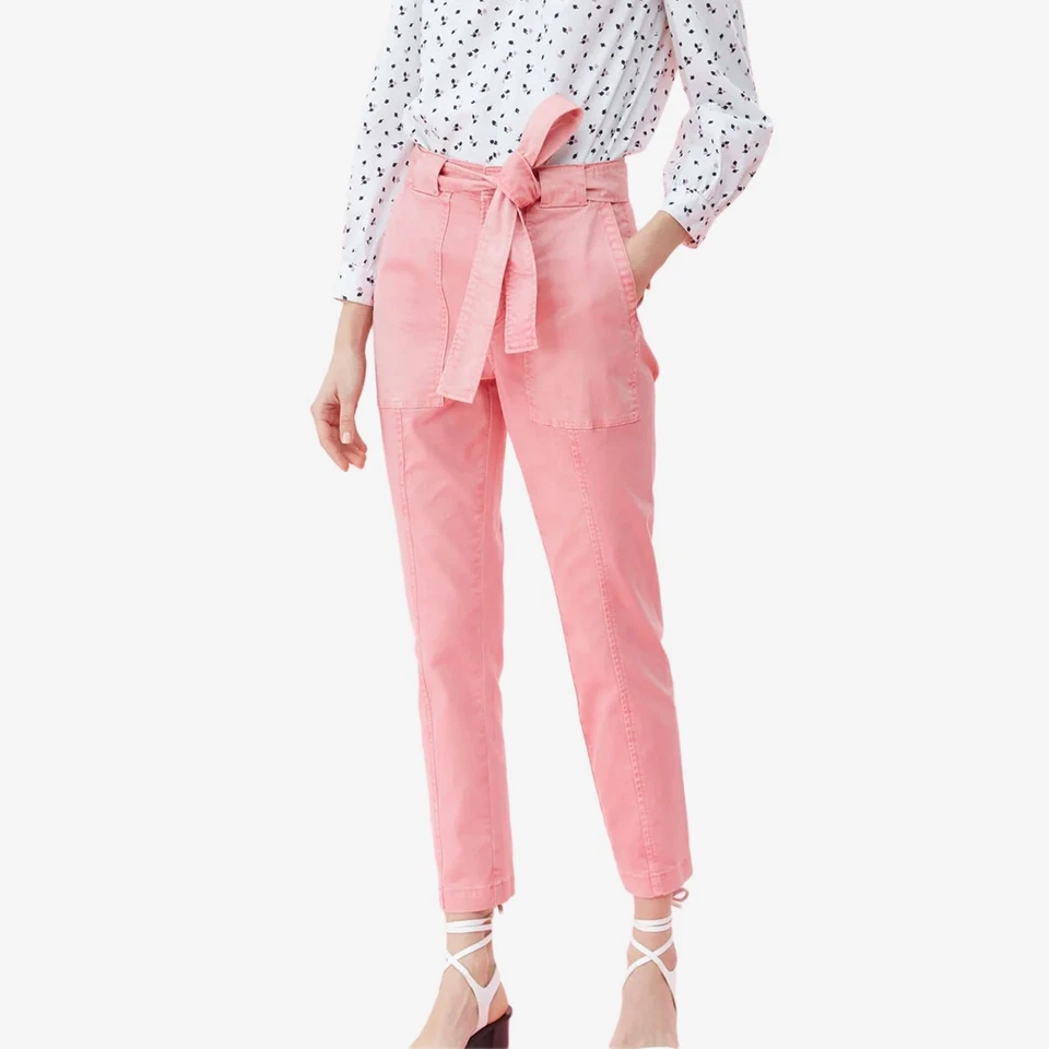 La Vie Rebecca Taylor Patrice Cargo Pants Size 28 Pink Cotton Blend Pastel Girly - Image 3 of 4