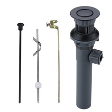 Sink Drain with Overflow, Bathroom Sink Stopper with Lift Rod, Matte Black Dr...