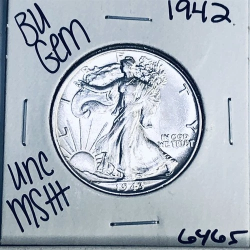 1942 BU GEM LIBERTY WALKING SILVER HALF UNC MS+++ U.S. MINT RARE COIN 6465