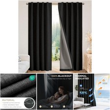 90 Inch Long Blackout Curtains 100 Light Blocking Thermal Insulated Room