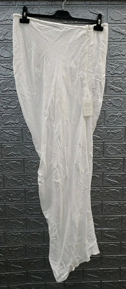 Nueva Falda J.Lux Label Primavera Acanalada Frontal Abertura Lino Blanca Talla XL Foto 3 de 4