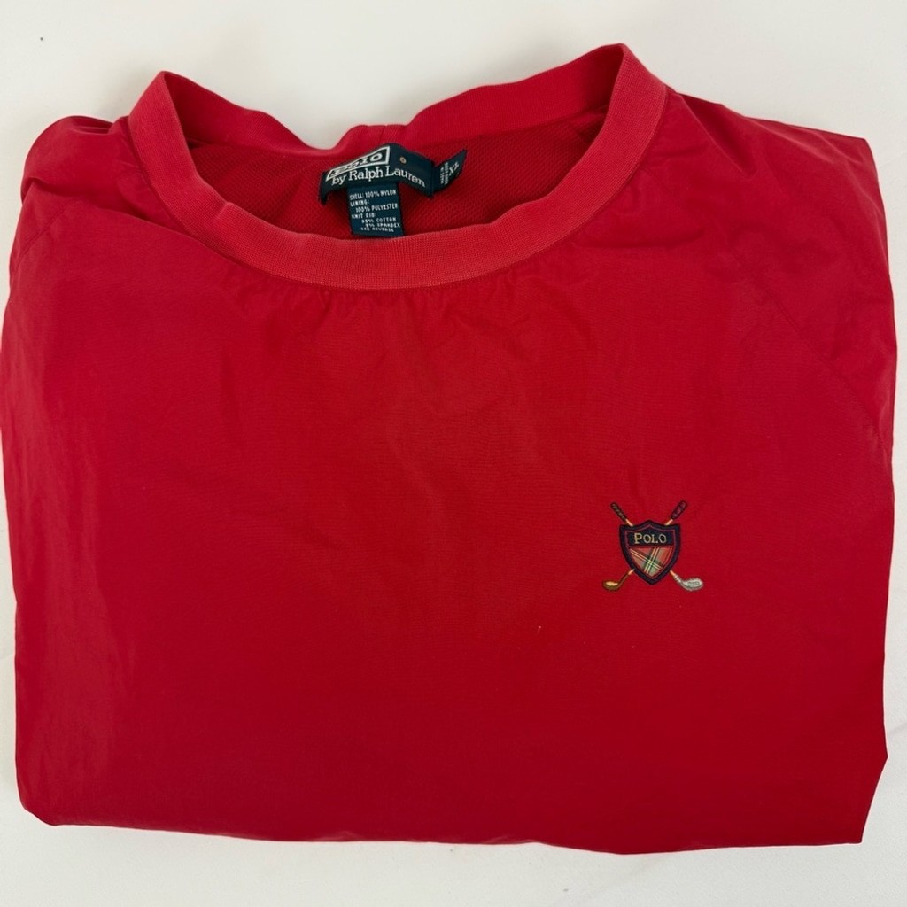 Vintage Polo Ralph Lauren Windbreaker Pullover Golf Size XL Red Nylon Men’s