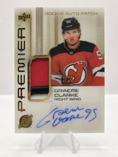 2024-25 UD Premier #AR-GC Graeme Clarke Acetate Rookies Auto Patch Gold #/65 RC
