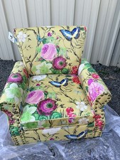 Floral Wingback Armchair Upholstered Accent Chair Lounge Seat Bedroom