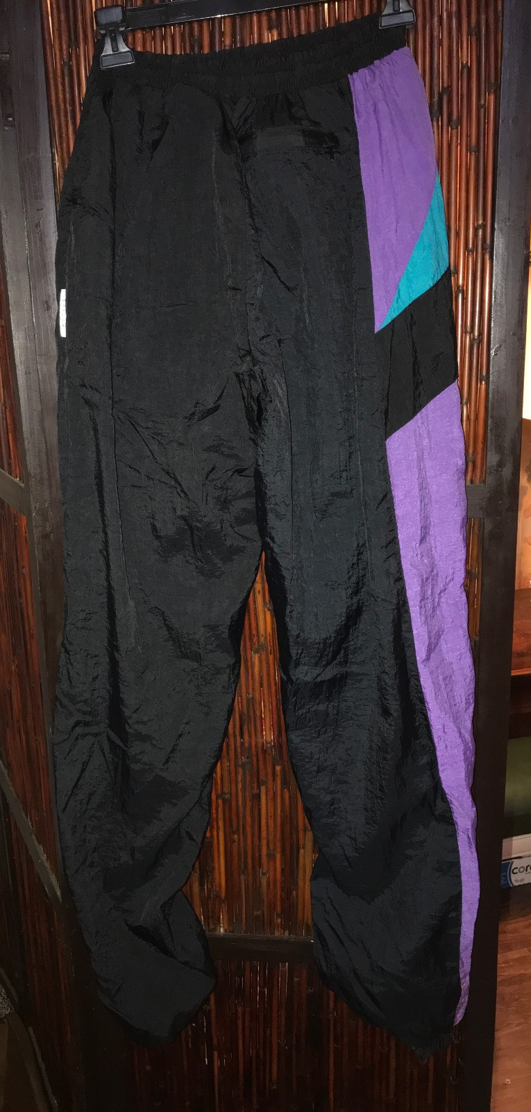 Vintage Givenchy Activewear Medium Black Purple Nylon Track Pants Windbreaker thumbnail 3