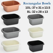 Plastic Washing Up Bowl Rectangular 8L 32cm / 10L 37cm Large Kitchen Sink Bowls