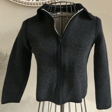VTG Pendleton Felted Wool Full Zip Sweater Cardigan Black Unisex Kids Size Med