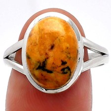 Natural Honey Dendritic Opal 925 Sterling Silver Ring s.9.5 Jewelry R-1005