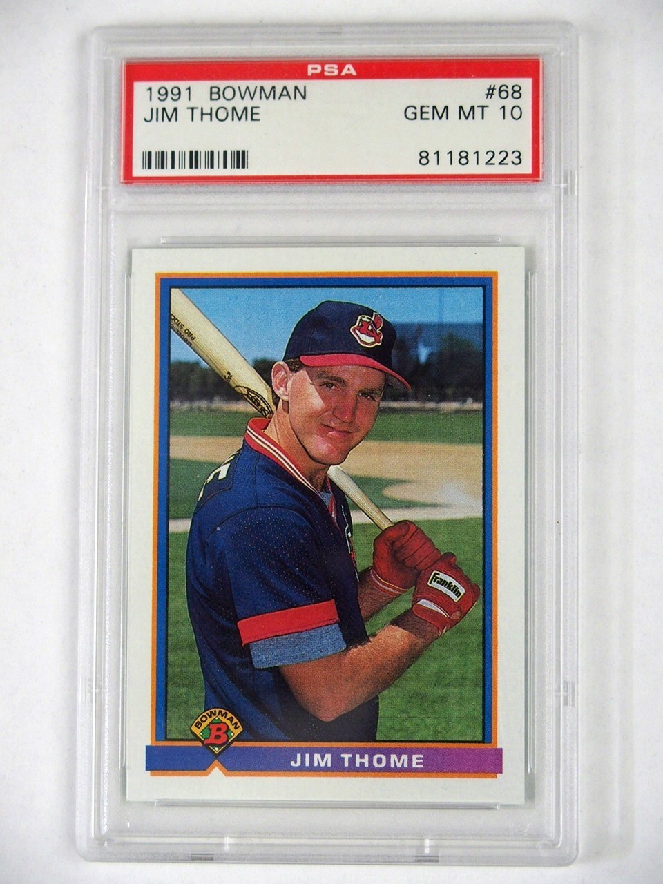 PSA 10 Gem Mint Jim Thome 1991 Bowman #68 Rookie Graded Baseball Sports Card