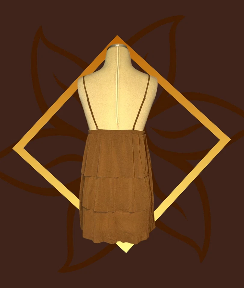 AMBRIELLE 牛奶巧克力棕色绿色花卉三层叠层吊带上衣女式大号 — 第 3/4 张图片