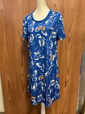 Adidas Farm Rio Blue White Butterfly Pattern Short Sleeve Active Dress L Large