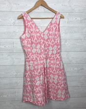 NWT GAP Women's Size 8 Fit & Flare Dress Ikat Pattern Sleeveless Pink White