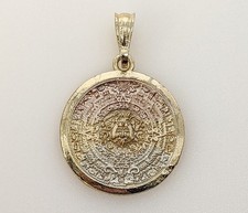 Calendario Maya Azteca Hombres Mujeres Dije Colgante Chapado en Oro Calendario Azteca