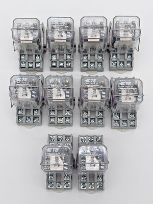10) Pcs. TE Potter Brumfield KUMP-14D18-24 3PDT, 24VDC coil Relay, Base Retainer