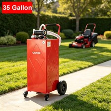 35 Gallon Fuel Caddy Portable Diesel Storage Tank with Electric Pump Wheels Red