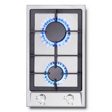 Plaque de Cuisson Gaz 2 Feux, Plaque Gaz avec Panneau en Acier Inoxydable