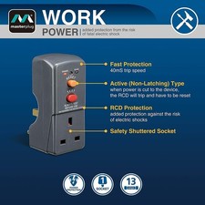 Newlec Masterplug ARCDKG RCD Plug-in Adapter Circuit Breaker Safety Trip Switch