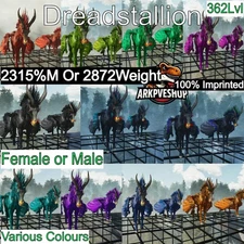 ASA🦖Ark Survival Ascended Pve Dreadstallion Dreadmare 362Lvl 2315%m or 2872W