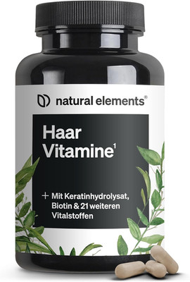 Natural Elements Haar Vitamine   180 Kapseln   Hochdosiert Mit Keratinhydrolysat