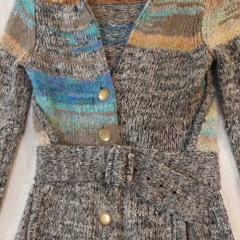 anthropologie Sleeping On Snow Belted Knit Cardigan Sweater Multi Stripe Size S - Image 4 of 4