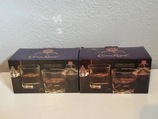Pair Of Crown Royal Whisky Glass Sets W/whisky Stones