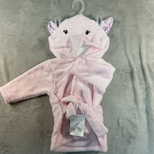 Baby Infant Girl Pink Plush Animal Face Bathrobe, Elephant 0-9 Months