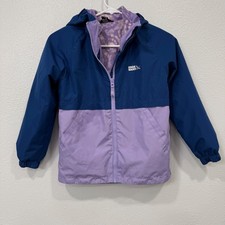 Eddie Bauer Kids Blue Purple Colorblock Fleece Lined Hooded Jacket Size S 7/8