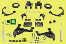 3"/4-5" Control Arm Drop Kit + Shocks FOR 1999-06 Silverado GMC Sierra LONG BED