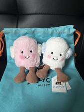 Authentic Jellycat Amuseables Toastie Pink  White Marshmallows With Dust bag