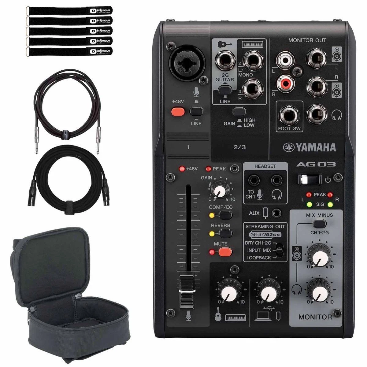 Yamaha Pro Audio AG03MK2-B 3 Channel Black Recording Live Mixer Interface w Case