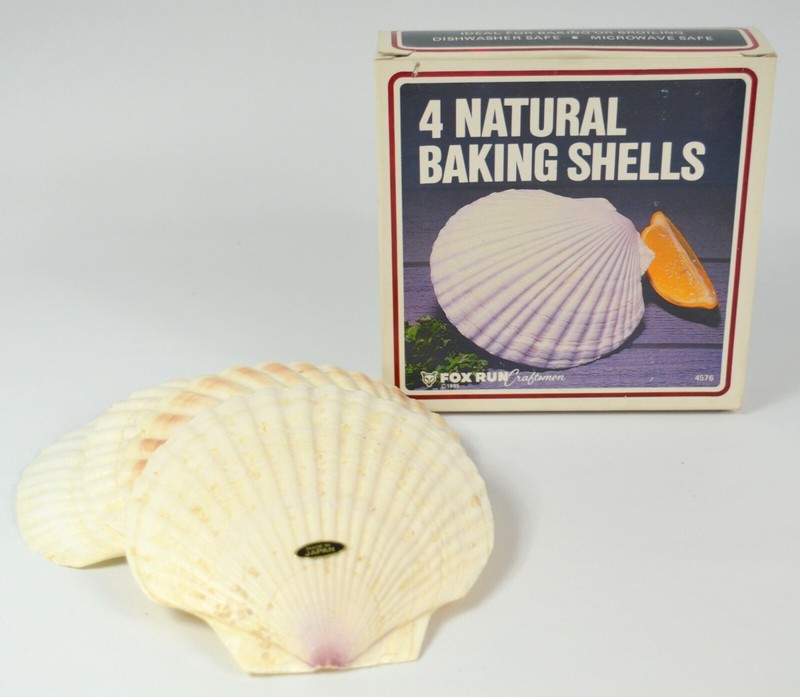 FOX RUN CRAFTSMEN (4) Natural Baking Shells * Real Shells From The Sea! * JAPAN