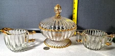 Vintage Jeanette Glass Candy Dish, Sugar & Creamer Set #3753L71