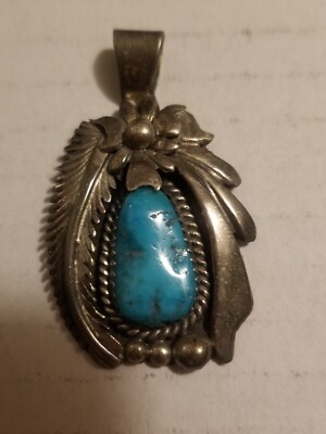 Beautiful David D.K. Lister Navajo Pendant Sterling Silver and Turquoise
