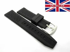 Black Divers Rubber Watch Strap Band 18mm 20mm 22mm Silicone Men Sport Watchband