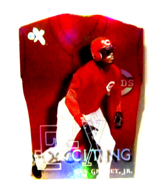 KEN GRIFFEY JR. 2000 FLEER E-X  E-XCITING JERSEY INSERT CARD#2!REDS CF GOAT HOF